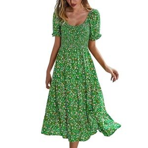 Floral Green Midi Dress